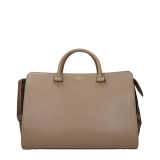 Beige Lederhandtasche