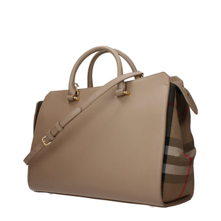 Beige Lederhandtasche