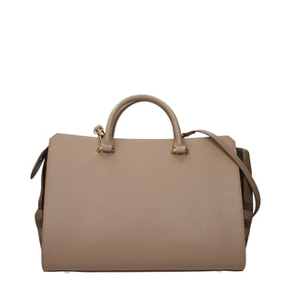 Beige Lederhandtasche