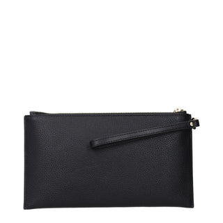 Schwarze Lederclutch
