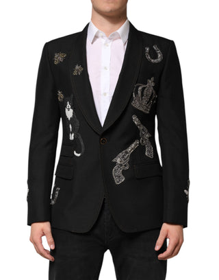 Schwarzer Bienen-Kronen-verzierte Anzugjacke Blazer