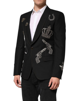 Schwarzer Bienen-Kronen-verzierte Anzugjacke Blazer