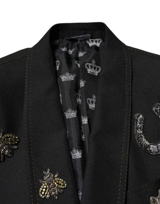 Schwarzer Bienen-Kronen-verzierte Anzugjacke Blazer