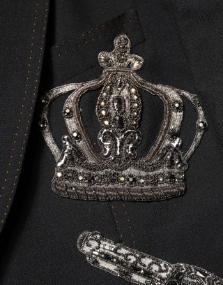 Schwarzer Bienen-Kronen-verzierte Anzugjacke Blazer