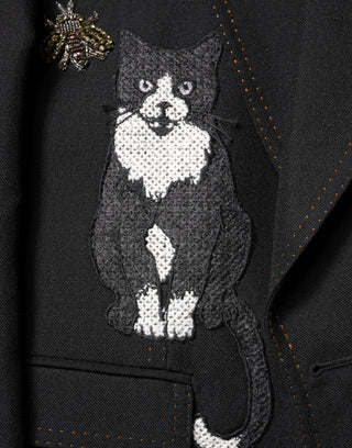 Schwarzer Bienen-Kronen-verzierte Anzugjacke Blazer