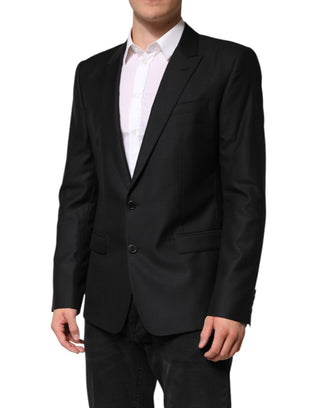 Schwarzer Blazer aus Wolle, einreihig