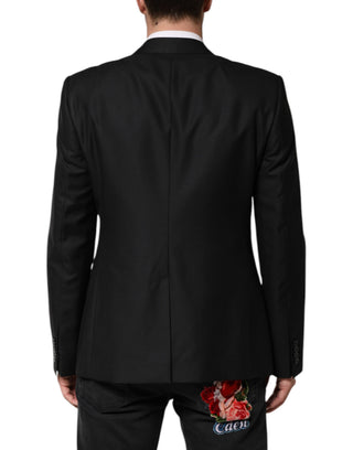 Schwarzer Blazer aus Wolle, einreihig