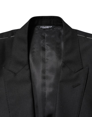 Schwarzer Blazer aus Wolle, einreihig
