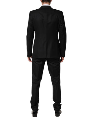 Traje de dos piezas de jacquard negro de un solo botón