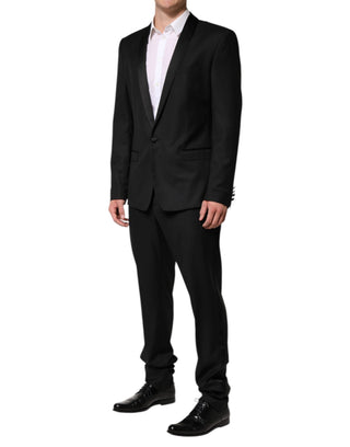 Traje de dos piezas de lana negra para hombre de un solo botón