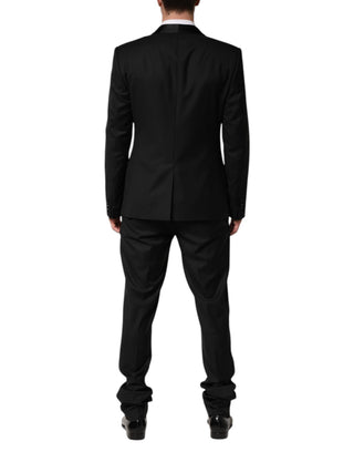 Traje de dos piezas de lana negra para hombre de un solo botón