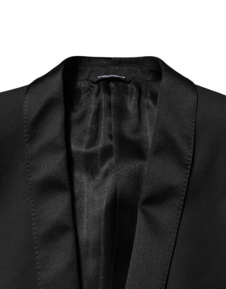 Traje de dos piezas de lana negra para hombre de un solo botón