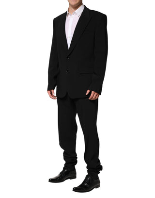 Traje de dos piezas negro de algodón de un solo botón
