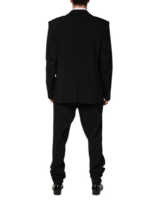 Traje de dos piezas negro de algodón de un solo botón