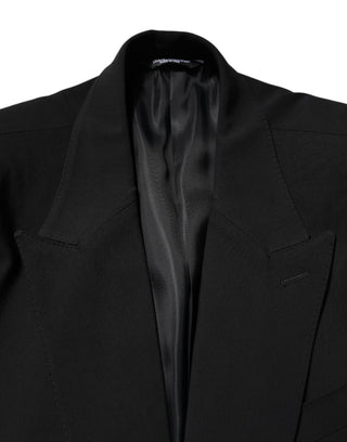 Traje de dos piezas negro de algodón de un solo botón