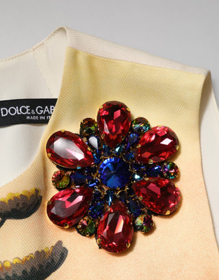 Vestido mini línea A adornado con cristales multicolor