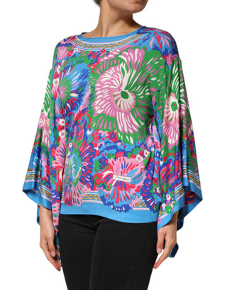 Mehrfarbige Tunika-Bluse mit Blumenmuster