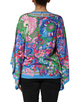Mehrfarbige Tunika-Bluse mit Blumenmuster