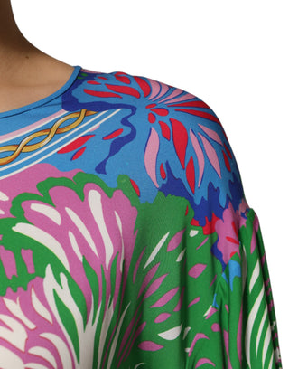 Mehrfarbige Tunika-Bluse mit Blumenmuster