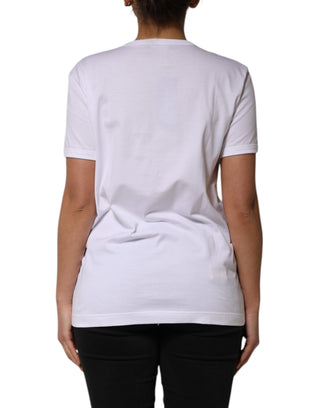 White Cotton Sequin Embellished Top T-shirt
