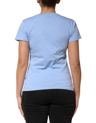 Camiseta azul de manga corta adornada con lentejuelas Love Story