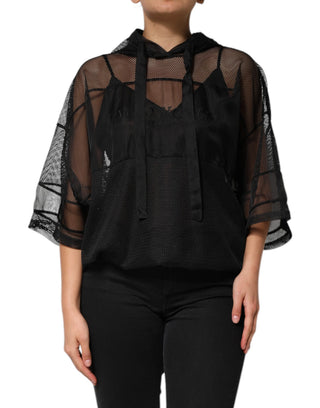 Schwarzer transparenter Kapuzenpullover