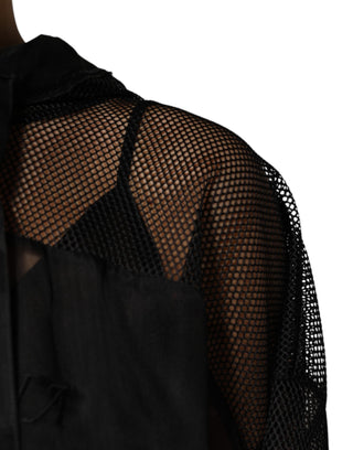 Suéter con capucha transparente negro