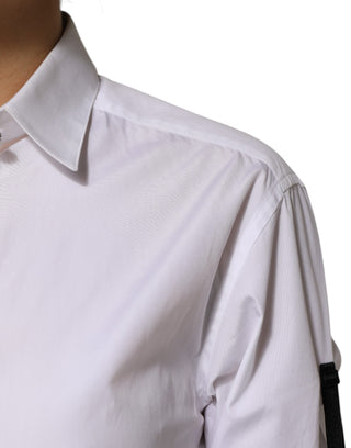 Weißes Hemdblusen-Top mit Kristallverzierung