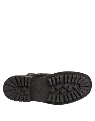 Botas marrón oscuro de cuero con cordones hasta media pantorrilla