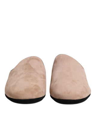 Beige Wildleder Pantoletten flache Pantoffelschuhe