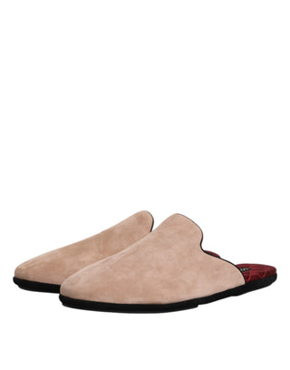 Beige Wildleder Pantoletten flache Pantoffelschuhe