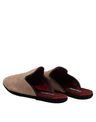 Beige Wildleder Pantoletten flache Pantoffelschuhe
