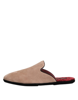 Beige Wildleder Pantoletten flache Pantoffelschuhe