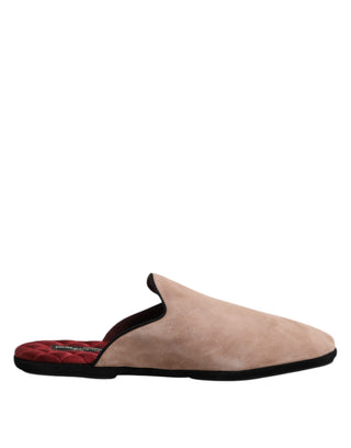 Beige Wildleder Pantoletten flache Pantoffelschuhe
