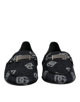 Mocasines formales azules de algodón con logo