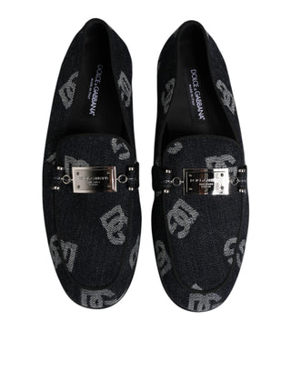 Mocasines formales azules de algodón con logo