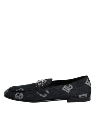Mocasines formales azules de algodón con logo