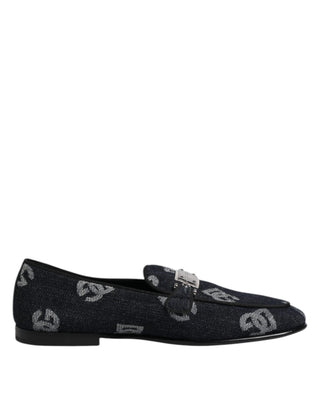 Mocasines formales azules de algodón con logo