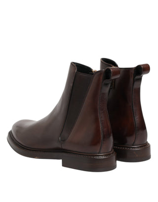 Braune Chelsea-Lederstiefel Wadenhoch Schuhe