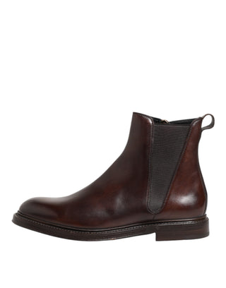 Braune Chelsea-Lederstiefel Wadenhoch Schuhe