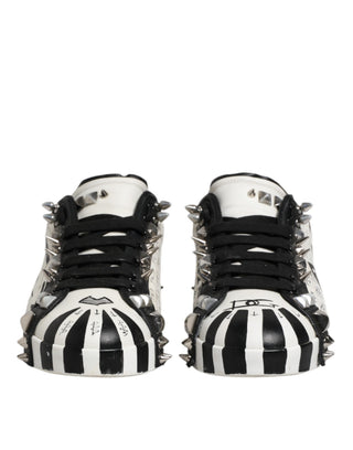 Schwarz Weiße Nietbesetzte Low Top Sneakers Schuhe
