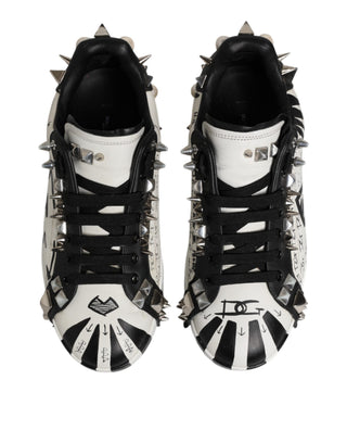 Schwarz Weiße Nietbesetzte Low Top Sneakers Schuhe