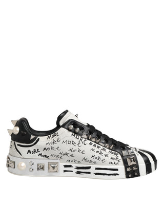 Schwarz Weiße Nietbesetzte Low Top Sneakers Schuhe