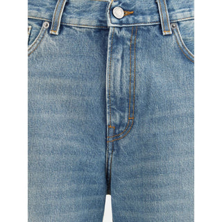 Jeans acampanados azules de algodón