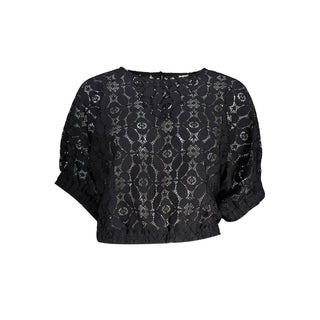 Blusa negra de poliéster para mujer