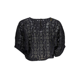 Blusa negra de poliéster para mujer
