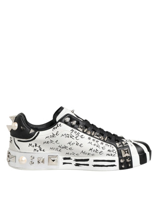 Black White Studded Low Top Sneakers Shoes