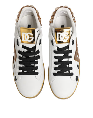 Zapatillas blancas Portofino con cristales dorados