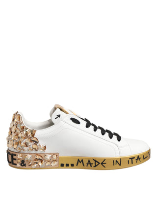Zapatillas blancas Portofino con cristales dorados