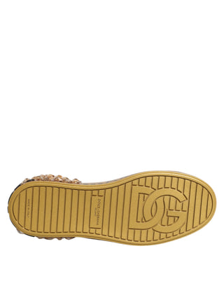 Zapatillas blancas Portofino con cristales dorados
